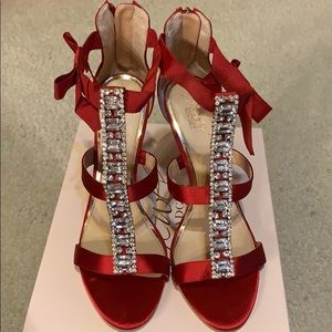 Jewel Badgley Mischka Henderson Red Satin
